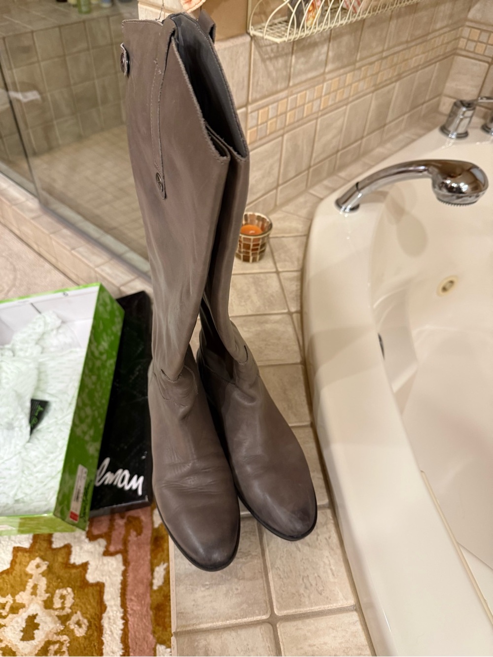 Sam Edelman Penny 2 Ath Shaft Gray Leather Knee-High Boot